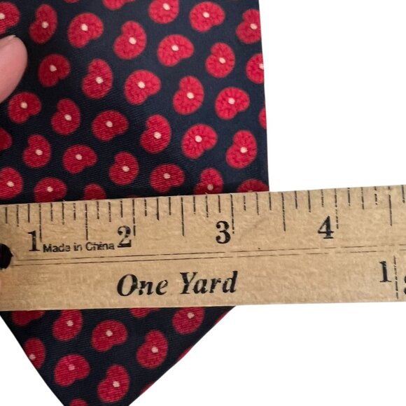 Steven Maloney Kalamazoo Custom‎ Made Silk Tie Red Floral & Navy - Picture 5 of 6